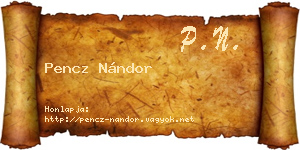 Pencz Nándor névjegykártya